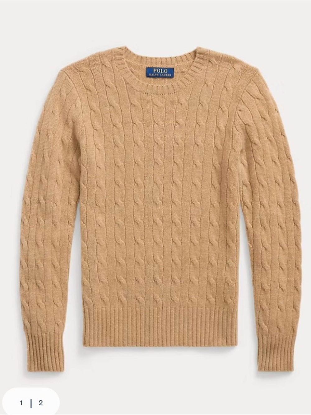 Ralph Lauren kids size 4/5 Cable Knit Crewneck Sweater in Camel 100% cashmere